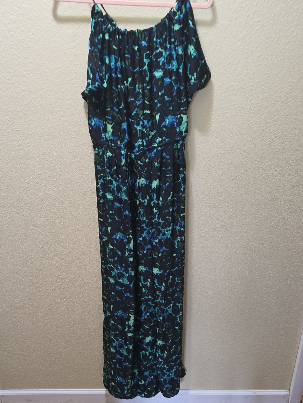 H&M Black Dress with Blue and Green Abstract Pattern